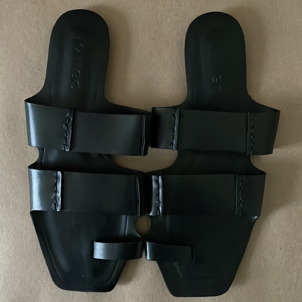 Brand new leather mango flip flops